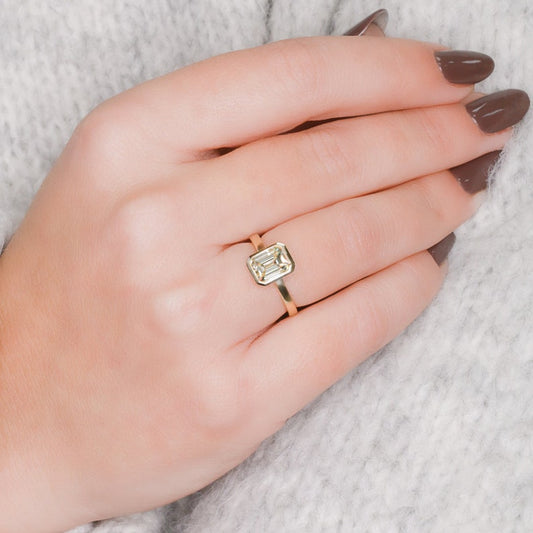 2.01 CT Emerald Bezel G/VVS2 Diamond Engagement Ring 8