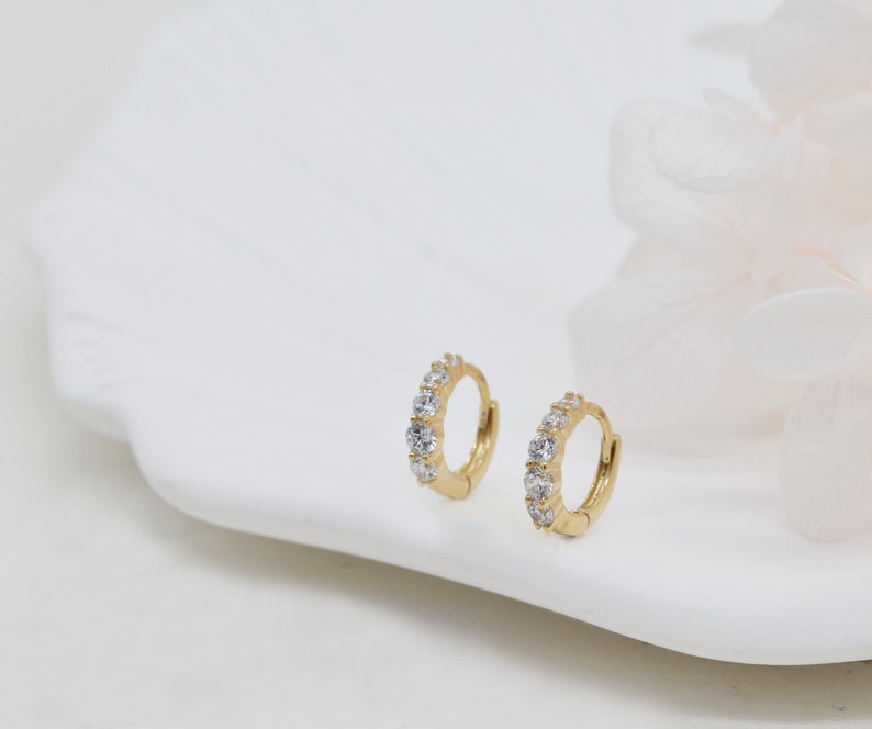 0.50 TCW Round Cut Hoop Five Stone Moissanite Earrings