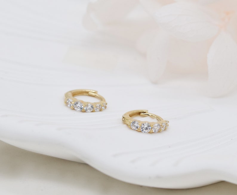 0.50 TCW Round Cut Hoop Five Stone Moissanite Earrings