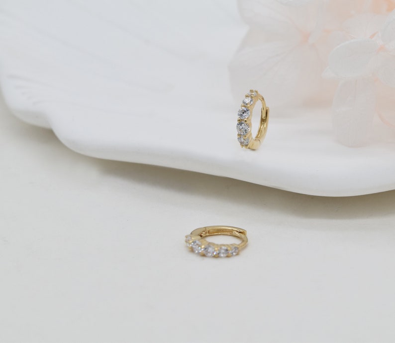 0.50 TCW Round Cut Hoop Five Stone Moissanite Earrings