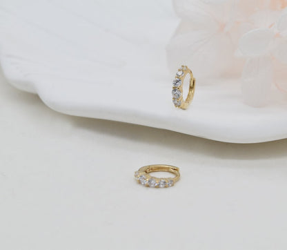 0.50 TCW Round Cut Hoop Five Stone Moissanite Earrings