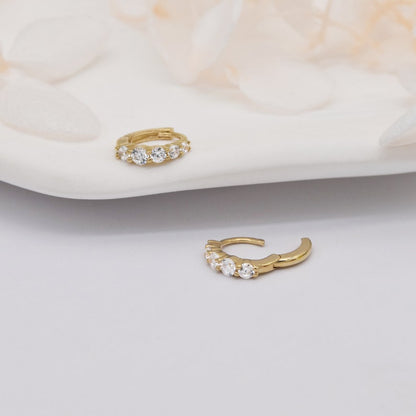 0.50 TCW Round Cut Hoop Five Stone Moissanite Earrings