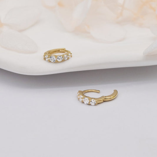 0.50 TCW Round Cut Hoop Five Stone Moissanite Earrings