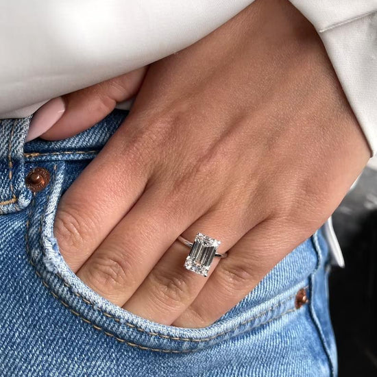 4.0 CT Emerald Solitaire CVD E/VS2 Diamond Engagement Ring 1