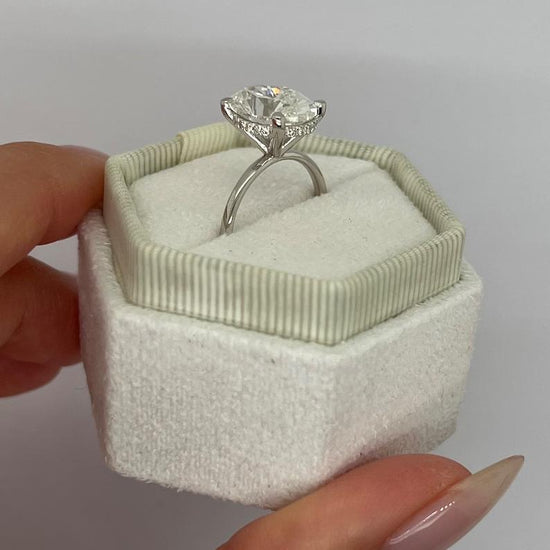 4.0 CT Oval Hidden Halo CVD F/VS2 Diamond Engagement Ring 6