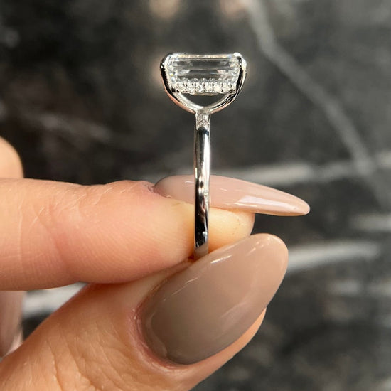 4.0 CT Emerald Hidden Halo CVD E/VS2 Diamond Engagement Ring 3