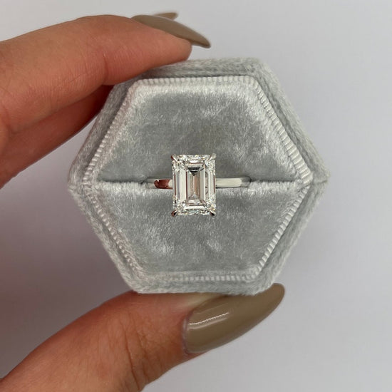 4.0 CT Emerald Hidden Halo CVD E/VS2 Diamond Engagement Ring 5