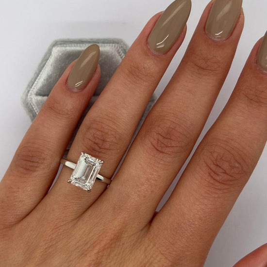 4.0 CT Emerald Hidden Halo CVD E/VS2 Diamond Engagement Ring 6