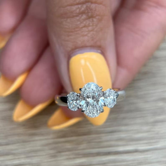 1.50 CT Oval Three Stones CVD E/VS2 Diamond Engagement Ring 3