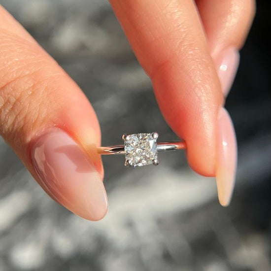 1.0 CT Cushion Solitaire CVD E/VS2 Diamond Engagement Ring 1