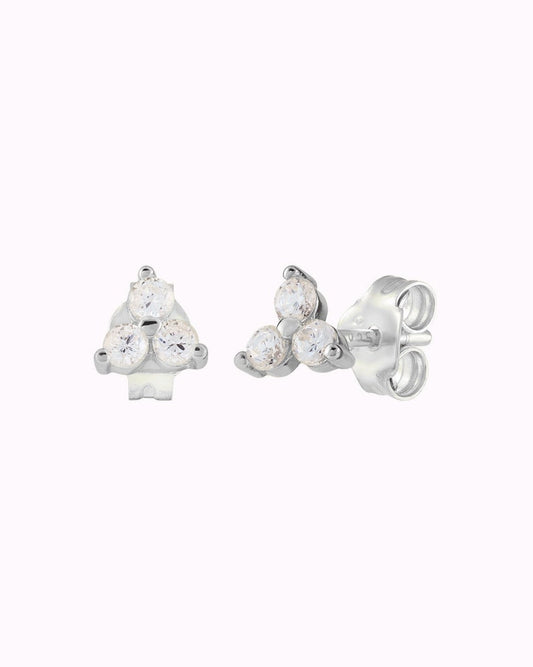 1.0 TCW Round Cut Stud Three Stone Moissanite Earrings