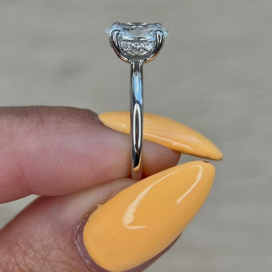 2.0 CT Oval Hidden Halo CVD F/VS1 Diamond Engagement Ring 5