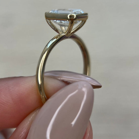 2.0 CT Emerald Bezel CVD G/VS2 Diamond Engagement Ring 3