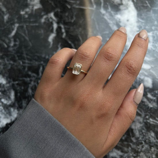 2.0 CT Emerald Bezel CVD G/VS2 Diamond Engagement Ring 4