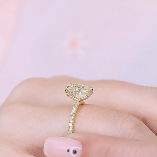 1.23 CT Pear Hidden Halo & Pave CVD F/VS2 Diamond Engagement Ring 4