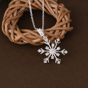 0.80 TCW Round Shape Moissanite Snowflaked Necklace