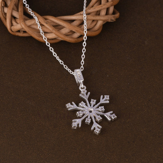 0.80 TCW Round Shape Moissanite Snowflaked Necklace