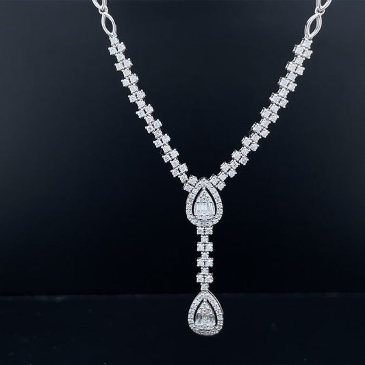 0.90 TCW Round & Emerald Shape Moissanite Necklace