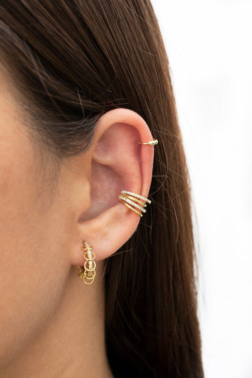 Round Cut Hoop With Dangling Loop Moissanite Earrings