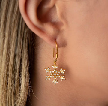 0.35 TCW Round Cut Snow Flake Dangle Moissanite Earrings