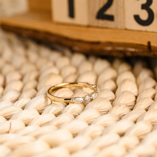 Marquise Cut Cluster Styled Lab Grown Wedding Band