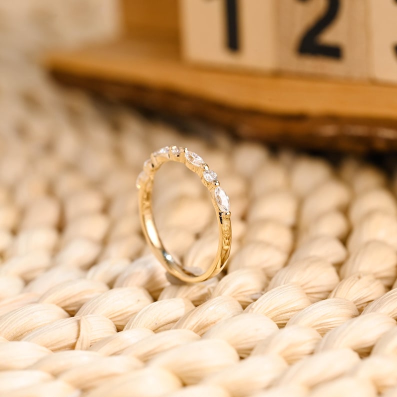 Marquise Cut Cluster Styled Lab Grown Wedding Band