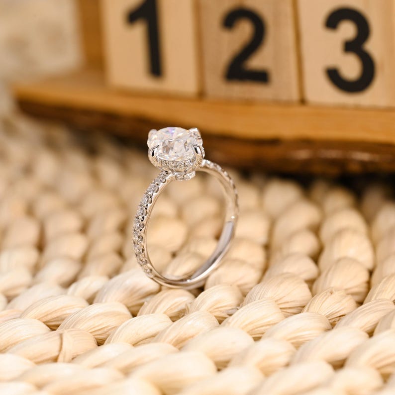 Marquise Cut Cluster Styled Lab Grown Diamond Engagement Ring