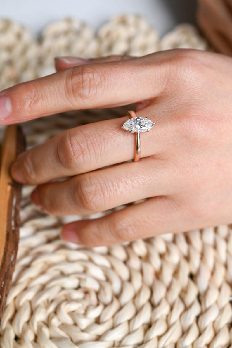 Marquise Cut Cluster Styled Lab Grown Diamond Engagement Ring