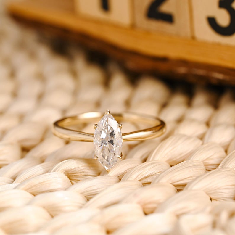Marquise Cut Cluster Styled Lab Grown Diamond Engagement Ring