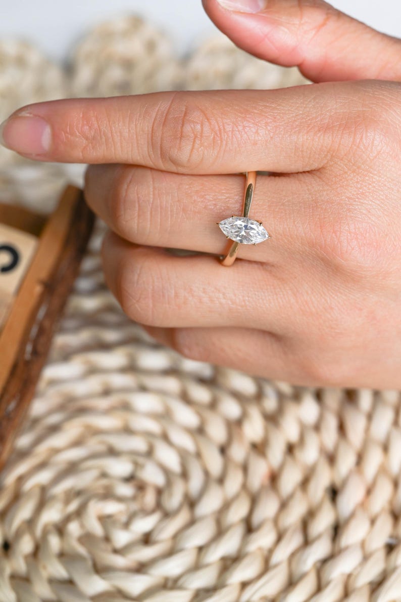 Marquise Cut Cluster Styled Lab Grown Diamond Engagement Ring