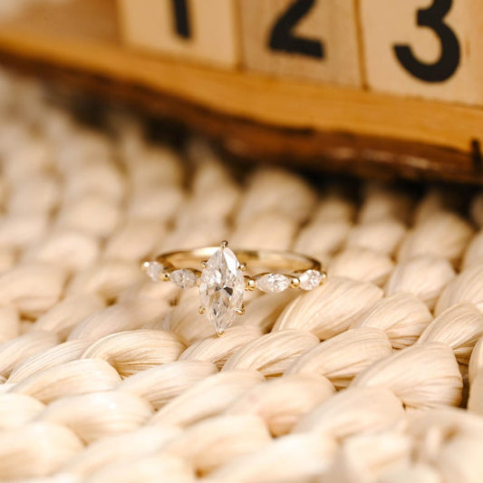 Marquise Cut Cluster Styled Lab Grown Diamond Engagement Ring