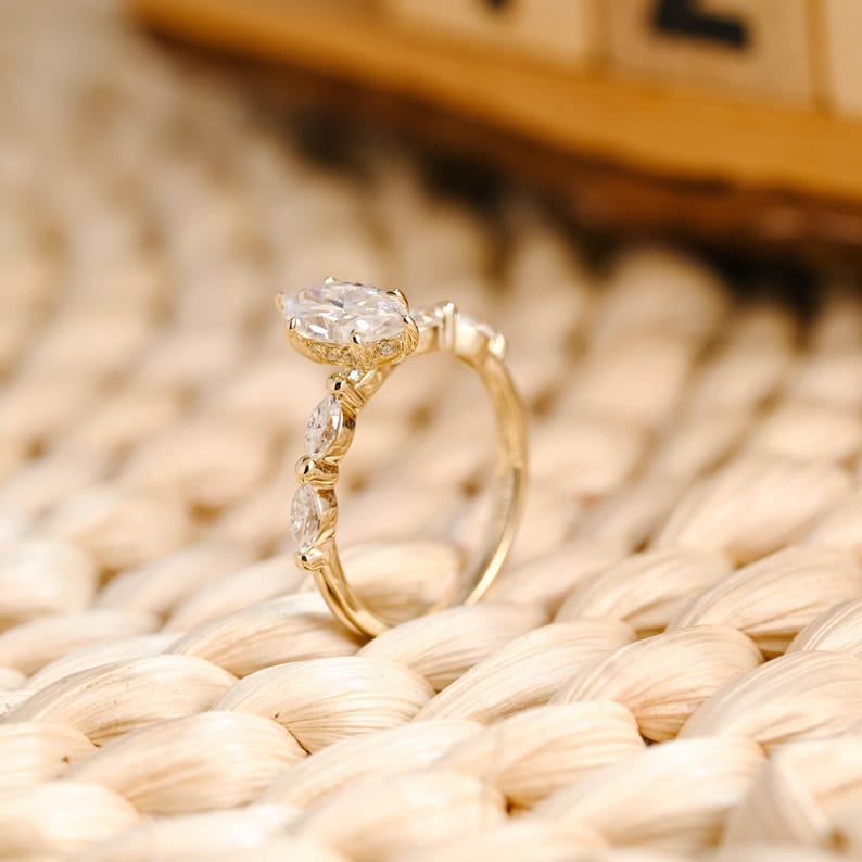 Marquise Cut Cluster Styled Lab Grown Diamond Engagement Ring
