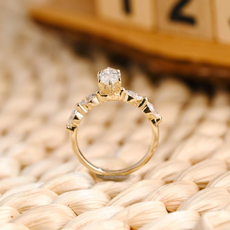 Marquise Cut Cluster Styled Lab Grown Diamond Engagement Ring
