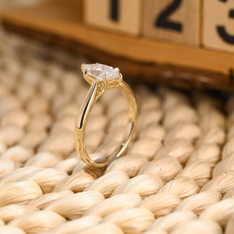 Marquise Cut Cluster Styled Lab Grown Diamond Engagement Ring