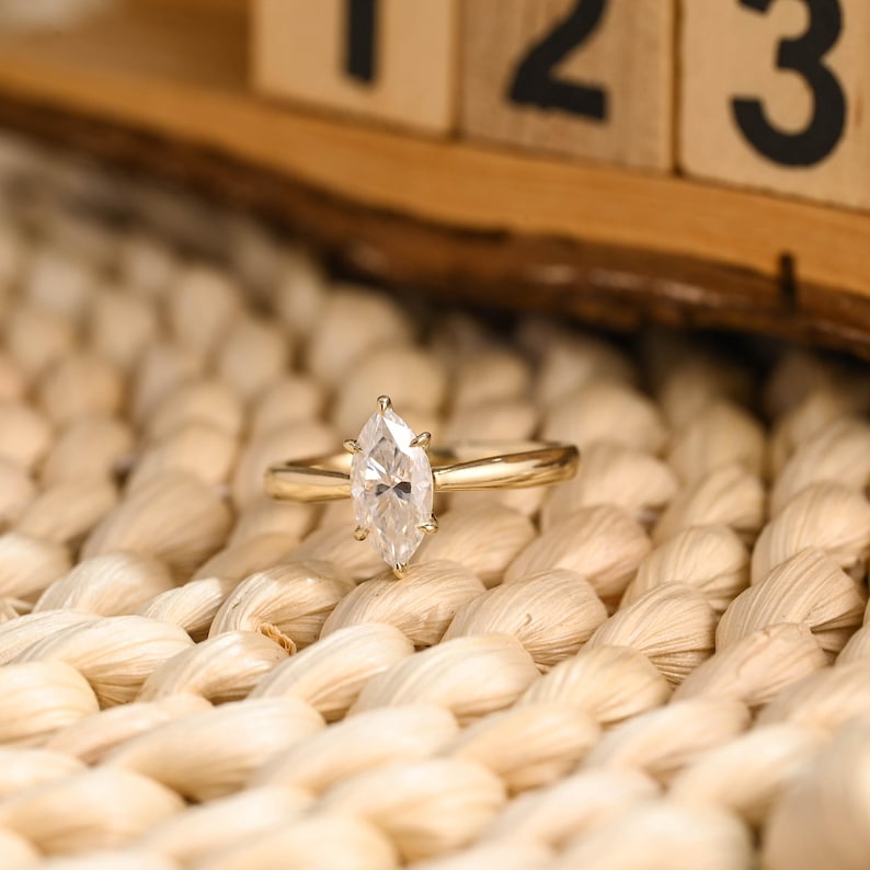 Marquise Cut Cluster Styled Lab Grown Diamond Engagement Ring