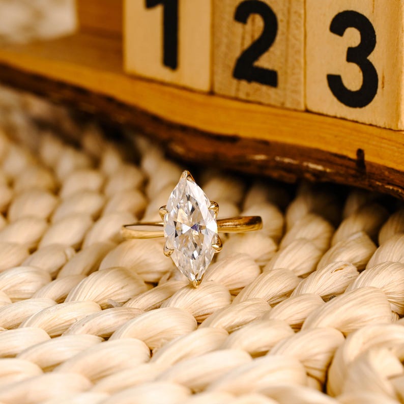 Marquise Cut Cluster Styled Lab Grown Diamond Engagement Ring