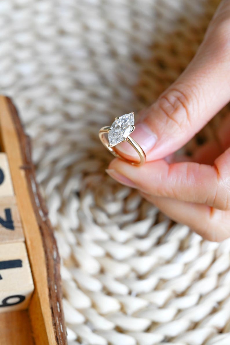 Marquise Cut Cluster Styled Lab Grown Diamond Engagement Ring