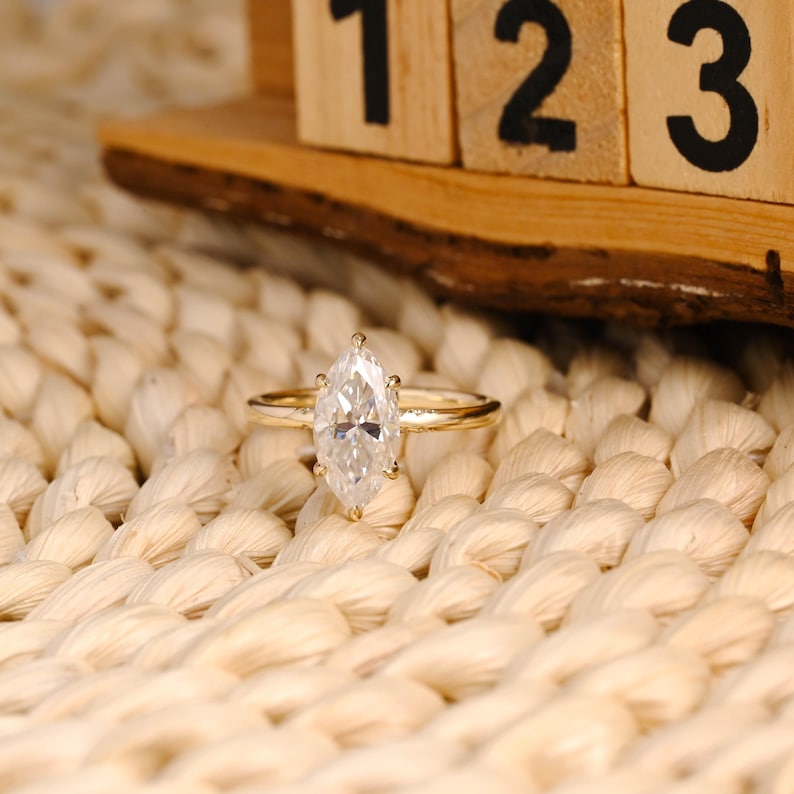 Marquise Cut Cluster Styled Lab Grown Diamond Engagement Ring
