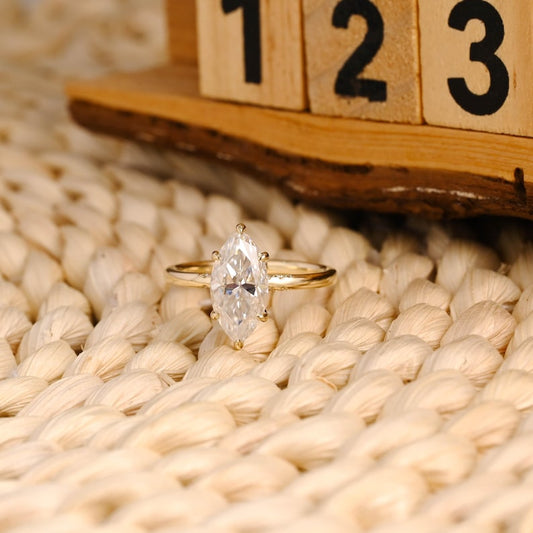 Marquise Cut Cluster Styled Lab Grown Diamond Engagement Ring