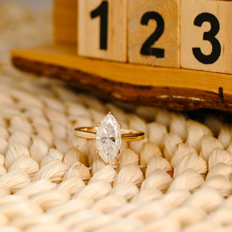 Marquise Cut Cluster Styled Lab Grown Diamond Engagement Ring
