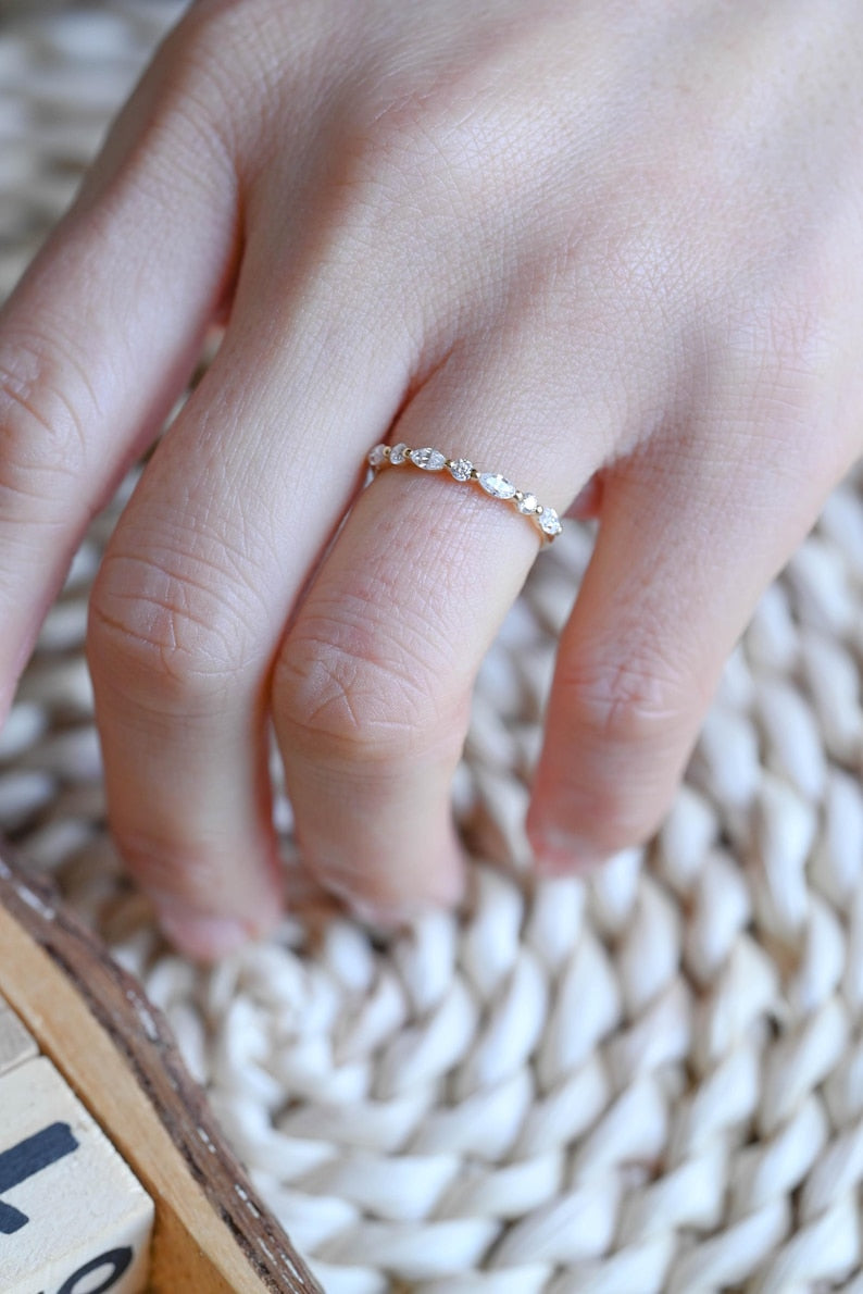 Marquise Cut Cluster Styled Lab Grown Wedding Band