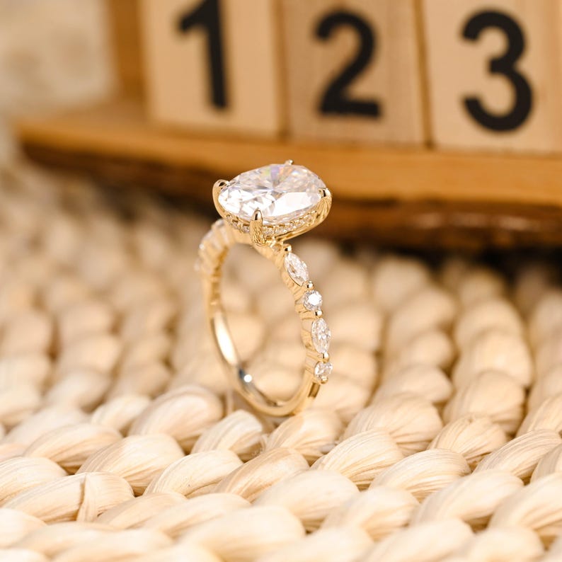 Marquise Cut Cluster Styled Lab Grown Diamond Engagement Ring