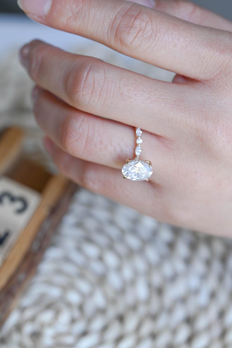 Marquise Cut Cluster Styled Lab Grown Diamond Engagement Ring