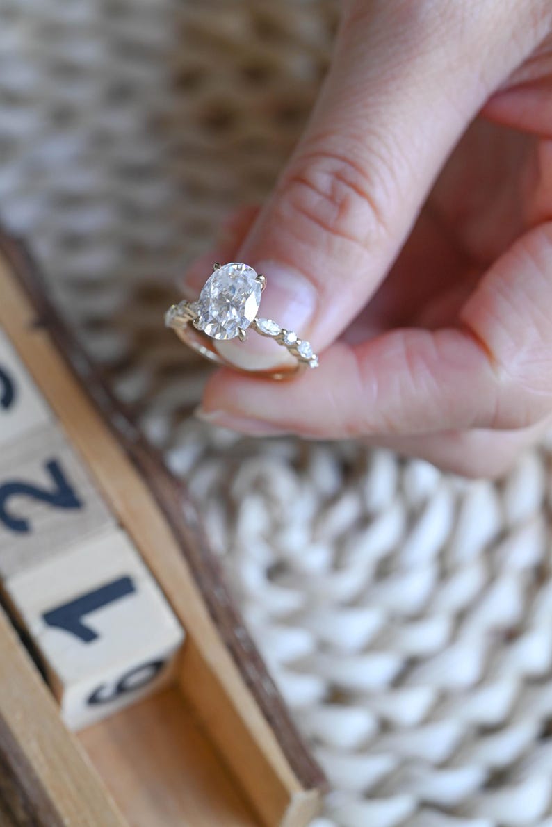 Marquise Cut Cluster Styled Lab Grown Diamond Engagement Ring