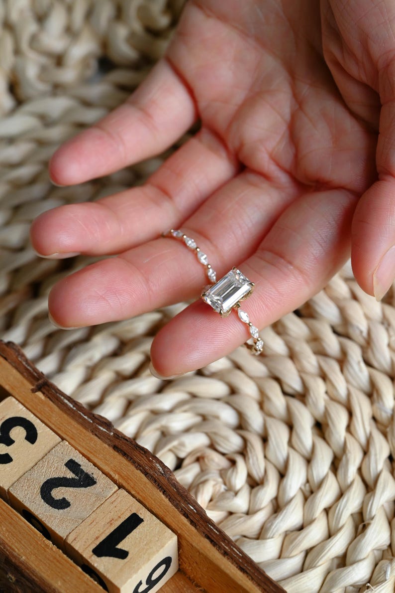 Marquise Cut Cluster Styled Lab Grown Diamond Engagement Ring