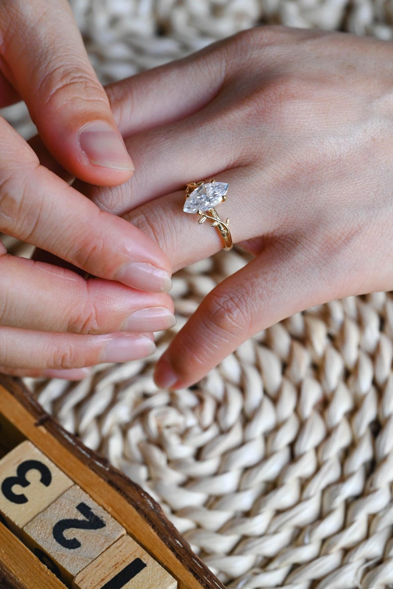 Marquise Cut Cluster Styled Lab Grown Diamond Engagement Ring