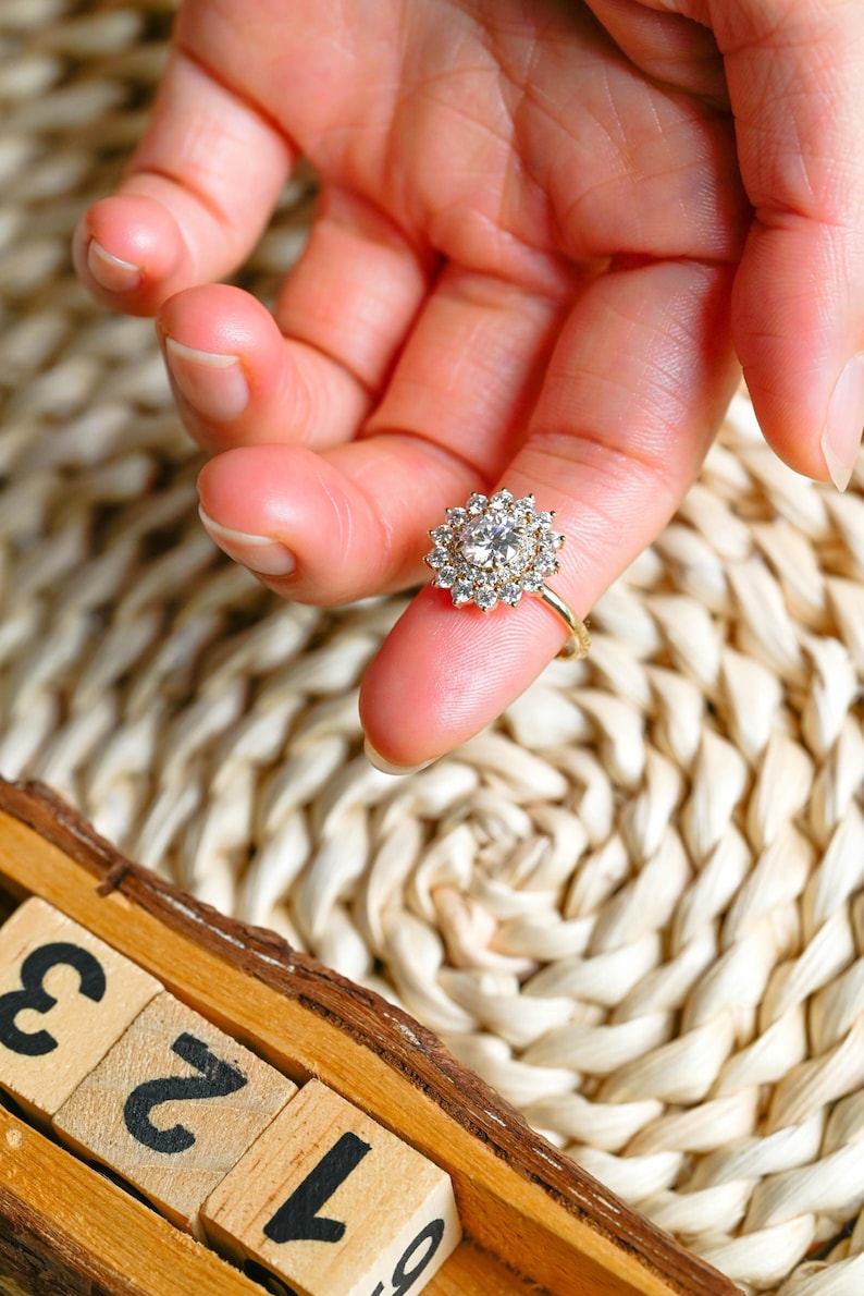 Marquise Cut Cluster Styled Lab Grown Diamond Engagement Ring