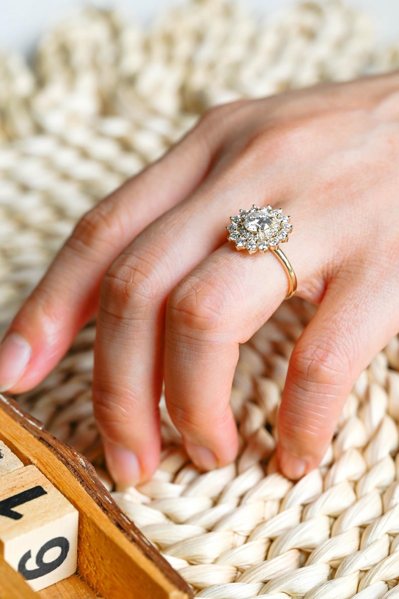 Marquise Cut Cluster Styled Lab Grown Diamond Engagement Ring