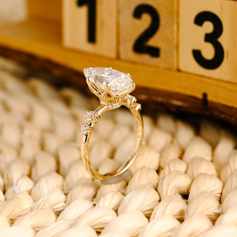 Marquise Cut Cluster Styled Lab Grown Diamond Engagement Ring
