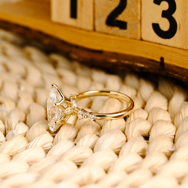 Marquise Cut Cluster Styled Lab Grown Diamond Engagement Ring